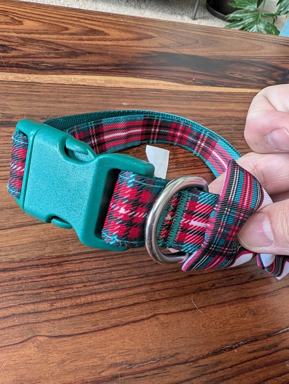 Maxbone Plaid Bow Tie Dog Collar Green Red Holiday Size Large